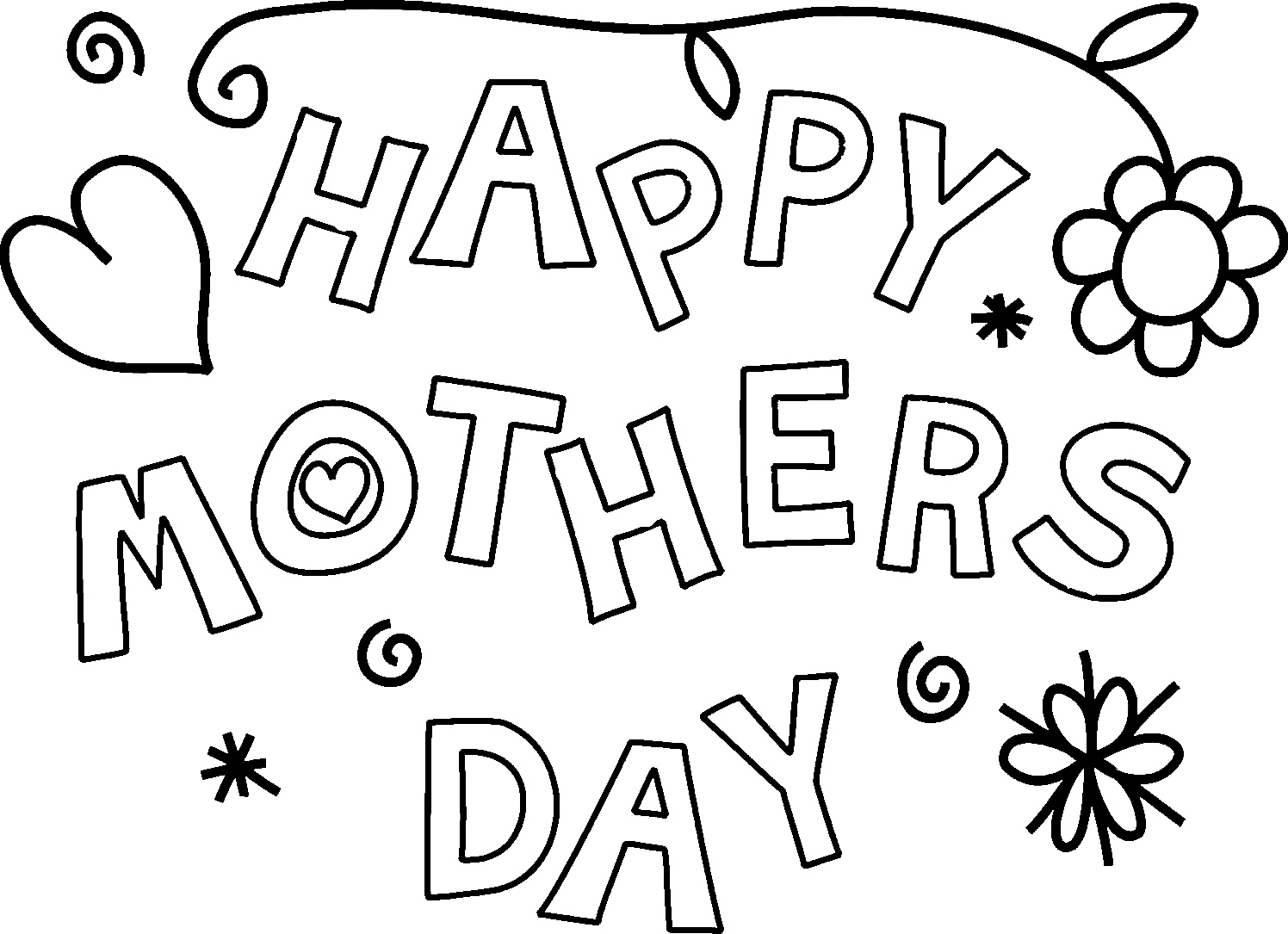 Открытка ко Дню матери раскраска