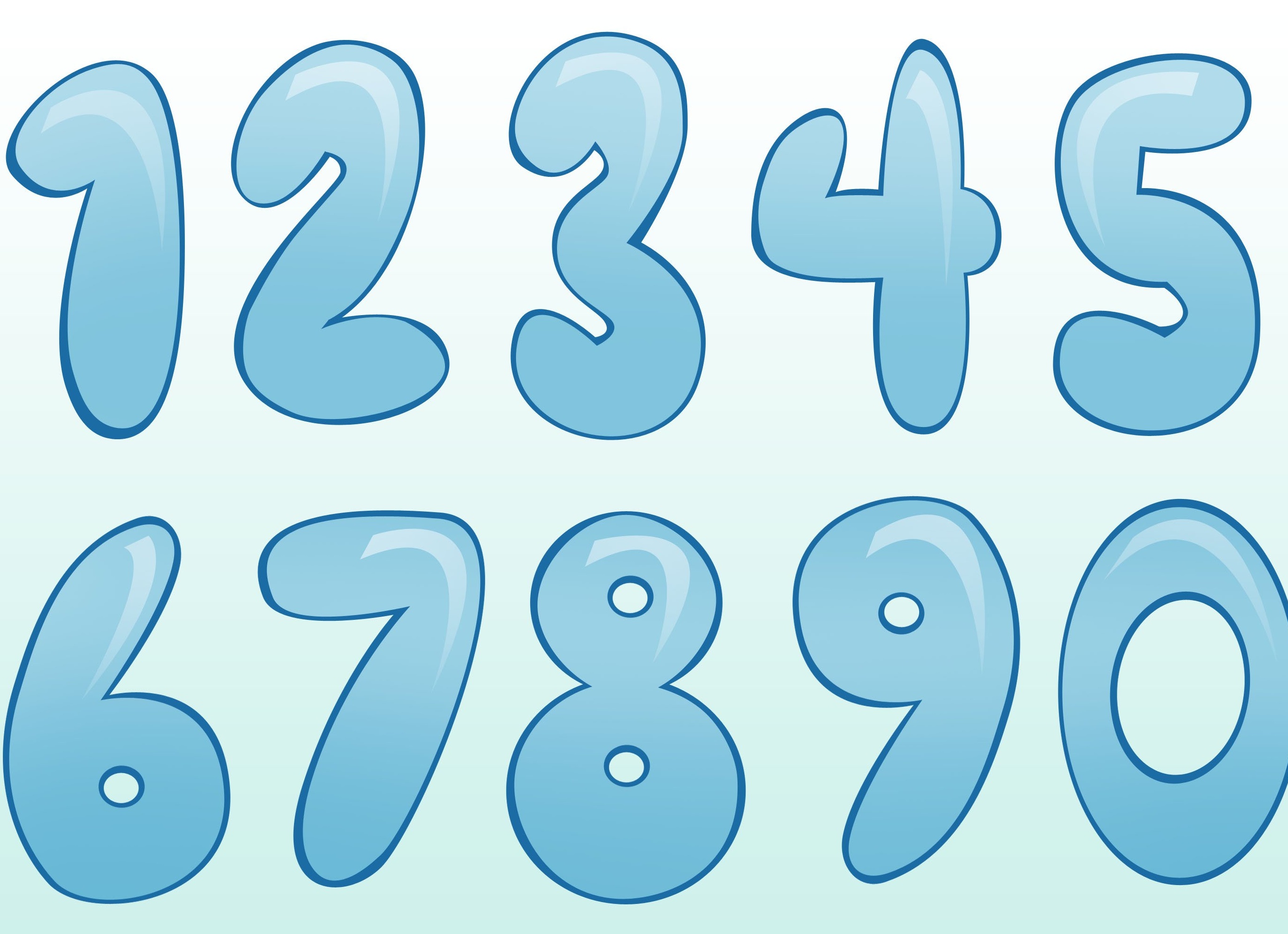 Цифры голубые